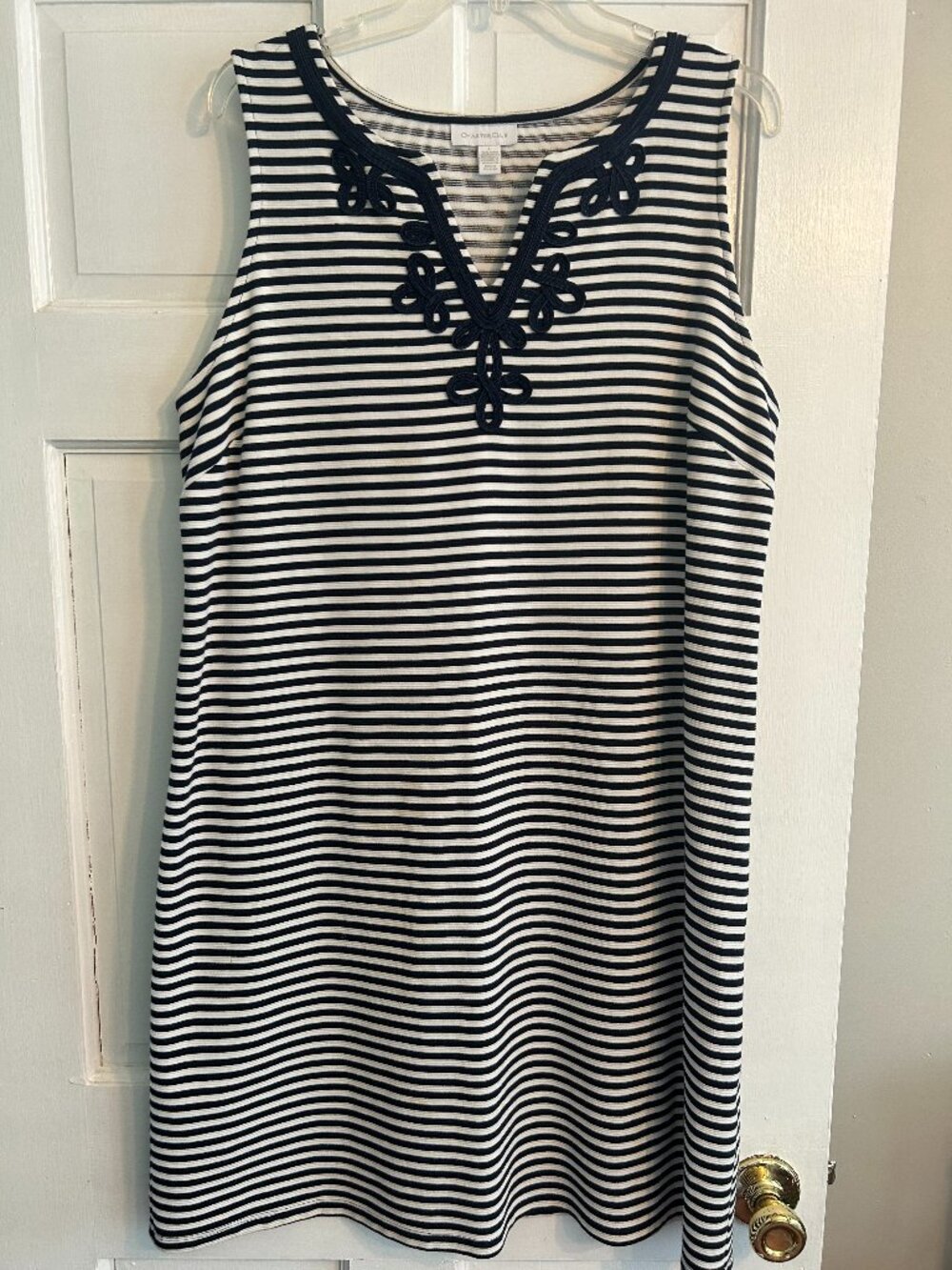 CHARTER CLUB Navy Blue and White Stripe Dress
